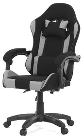 Autronic - Herné kreslo, synchrónny mechanizmus, čierna a šedá látka, plast. kríž - KA-R209 GREY