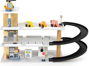 Veľká drevená garáž s výťahom + umývačka áut s vrtuľníkom ECOTOYS