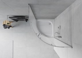 Mexen Rio polkruhový sprchový kút 70 x 70 cm, matné, chróm + vanička, biela - 863-070-070-01-30-4710