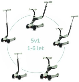 QPlay - Detská kolobežka s LED kolieskami 5 v 1 SEMA PRO zelená