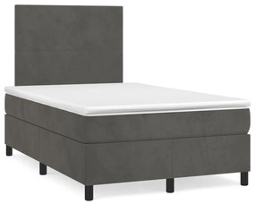 Boxspring posteľ s matracom a LED, tmavosivá 120x190 cm, zamat 3270300