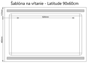 LED zrkadlo Latitudine 90x60cm teplá biela - diaľkový ovládač Farba diaľkového ovládača: Čierna