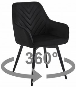 Otočné jedálenské kreslo NANA360 VELVET, čierne