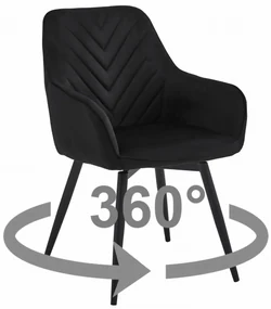 Otočné jedálenské kreslo NANA360 VELVET, čierne