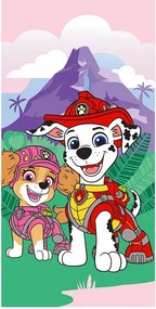 Bavlnená plážová osuška Labková patrola – Paw Patrol - motív Pod dinosaurou skalou - 100% bavlna - 70x90 cm