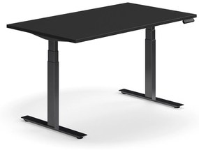 Výškovo nastaviteľný stôl QBUS, rovný, 1400x800 mm, čierny rám, čierna
