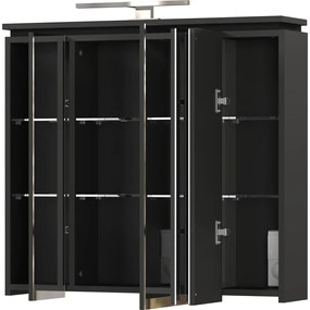 Antracitovosivá kúpeľňová skrinka so zrkadlom a osvetlením 76x74 cm Modesto - Germania