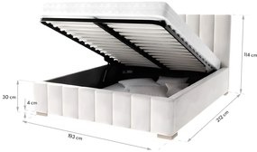 Manželská čalúnená posteľ s úložným priestorom Austin 180x200 - krémová