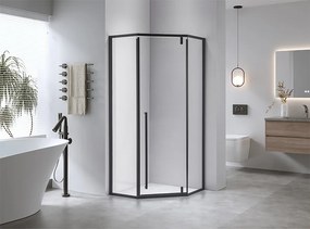 BPS-koupelny Päťuholníkový sprchový kút BS07B 90x90 čierna/transparent - bez vaničky