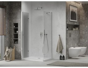 Mexen Lima sprchovací kút 80x90cm, 6mm sklo, chrómový profil - číre sklo + Slim sprchová vanička - 856-080-090-00-00-4010