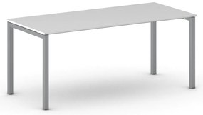 Rokovací kancelársky stôl PRIMO SQUARE, 180x80 cm, sivostrieborná podnož, biela