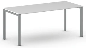 Rokovací kancelársky stôl PRIMO SQUARE, 180x80 cm, sivostrieborná podnož, biela