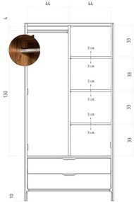 Šatníková skriňa z dubového dreva v prírodnej farbe 96x188 cm Twig – The Beds