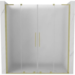 Mexen Velar L Duo, posuvné sprchové dvere do otvoru 170 cm, 8mm sklo námraza, zlatá matná, 871-170-003-32-55