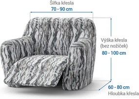 Bielastické poťahy OCEANO NOVÉ šedo-modré relaxačné kreslo (š. 70 - 90 cm)