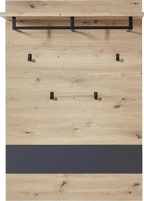 XXXLutz VEŠIAKOVÝ PANEL, grafitová, dub artisan, 80/118/30 cm Voleo - Vešiakové steny - 002737035607