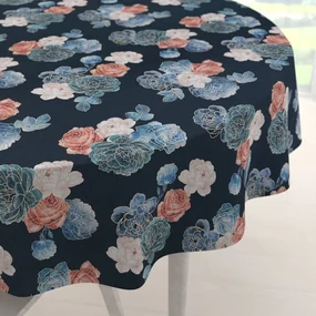 Biante Teflónový okrúhly obrus TF-060 Modré a červené ruže na tmavo modrom Ø 40 cm