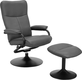 Sivé relaxačné kreslo s podnožkou z imitácie kože Istad – Støraa
