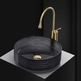 Rea Cristal, sklenené umývadlo na dosku 36x36 cm, čierna, REA-U9671