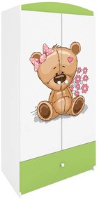 Skriňa Babydreams zelená – Medveď s kvetmi