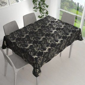 Biante Veľký zamatový obdĺžnikový obrus Isabela IBL-021 Zlatý/dymový mramor na čiernom 180x240 cm