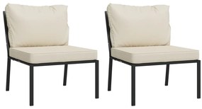 vidaXL Záhradné stoličky s pieskovými vankúšmi 2 ks 60x74x79 cm oceľ