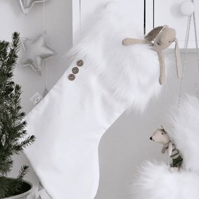 Vianočná pančucha biela s bielou kožušinou 42x26cm