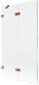 Mexen Lunar, 2-krídlová vaňová zástena ľavá 100 x 150 cm, číre sklo, ružové zlato, 897-100-100-60-00-L