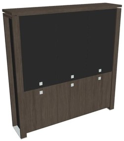 Vysoká skriňa Verno+ S 200 x 46 x 210 cm, kombinované dvere, dub antracit / čierna