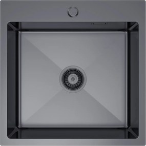 Erga HD, 1-komorový oceľový drez 500x500x210 mm, grafitová, ERG-MLS-HD5050B