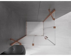 Mexen Velar Duo, sprchový kút s posuvnými dverami 100 x 90 cm, 8mm sklo námraza, ružové zlato, 871-100-090-32-60