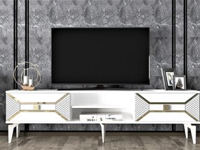TV stolík/skrinka Velono (biela + zlatá) . Vlastná spoľahlivá doprava až k Vám domov. 1095243