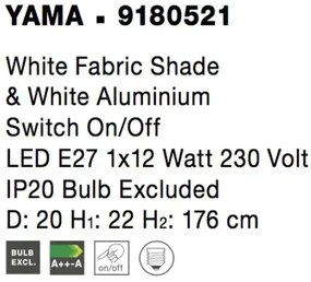 Retro stojaca lampa Yama 20 biele