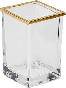 Sklenený téglik na zubné kefky v zlatej farbe Soanet – Kave Home