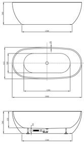 Aqualine Aqualine, DOURO voľne stojaca vaňa 180x80cm, biela, E1880