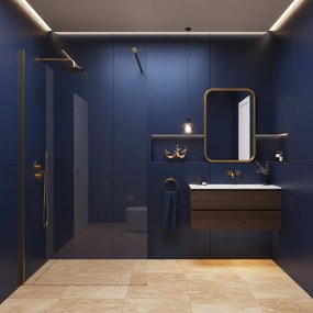Bezrámová sprchová zastena REA FLEXI GOLD BRUSH 90 cm, zlatá kartáčovaná/transparent - bez vaničky