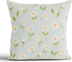 Bavlnená obliečka na vankúš Renforcé 40 × 40 cm - Sedmokrásky sivozelené