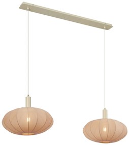 Japandi závesná lampa béžová s látkovým tienidlom 2-svetlá - Bida
