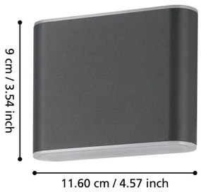 Eglo 901025 - LED Vonkajšie nástenné svietidlo GRUTTI 2xLED/2,9W/230V IP65