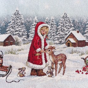 VIANOČNÝ GOBELÍNOVÝ BEHÚŇ NA STÔL VILLAGE 40X100 CM VZOROVANÁ