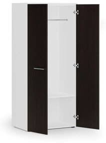 Kancelárska šatníková skriňa PRIMO WHITE, 1 polica, šatníková tyč, 1781 x 800 x 500 mm, biela/wenge