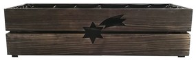 AMADEA Drevený vianočný kvetináč s kométou tmavý, vo vnútri s čiernou fóliou, 62x21,5x17cm, český výrobok