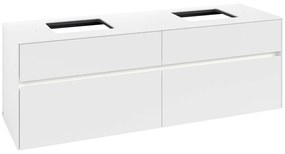 VILLEROY &amp; BOCH Collaro závesná skrinka pod dve umývadlá na dosku, 4 zásuvky, s LED osvetlením, 1600 x 500 x 548 mm, White Matt, C137B0MS