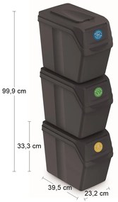 Odpadkový kôš na triedený odpad (3 ks) ISWB20S3 20 l - antracit