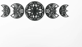 drevko 5-dielna mandala na stenu Rozmer obrazu: 18,5 x 65 cm, Farba dekorácie: Čierna
