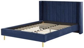 Zamatová posteľ 160 x 200 cm modrá VILLETTE Beliani