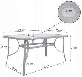 Záhradný stôl SPRINGOS GF1013 - sivý