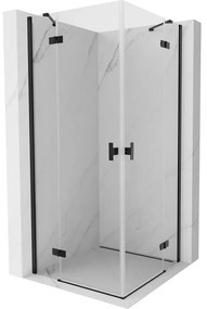 Mexen Mist-H Duo, 2-krídlový výklopný sprchový kút 95 x 95 cm, číre sklo, čierny profil, 8A5-095L-095P-70-00