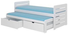 Drevená detská posteľ s prístelkou Tigris 80x180 cm - biela