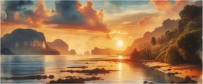 Obraz - Pohľad z pláže (120x50 cm)